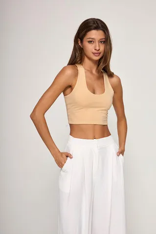 Топ с глубоким вырезом из хлопка цвета банан