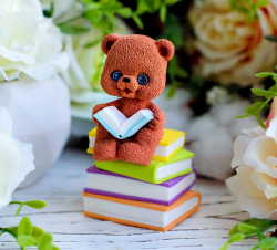 Молд силиконовый "3D Мишка Бади на книгах"
