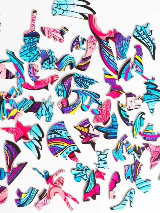 Фигурный деревянный пазл Волшебный единорог