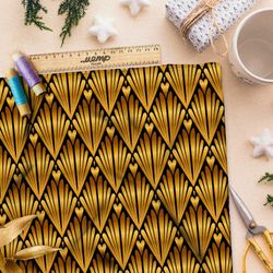 Ткань мембрана крупный золотой узор в виде ракушки