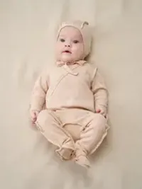 Слип на кнопках "Нюд" из ажурного хлопка 0+