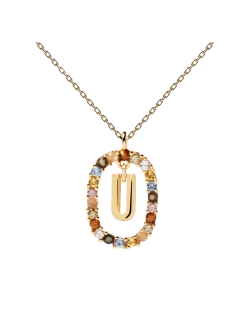 Колье Буква U серебро 925 пробы покрытое золотом