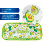 Пенал-косметичка BRAUBERG LUCENT на молнии прозрачный "Avocado" 21х5х9 см (2 штуки в упаковке)