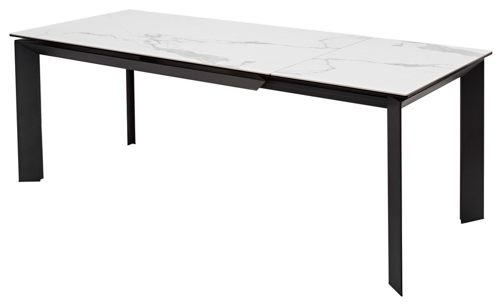 Стол М-City DISAUR Кремона (Cremona) 140 Белый мрамор Глянц (High Gloss Statuario), керамика, Черный