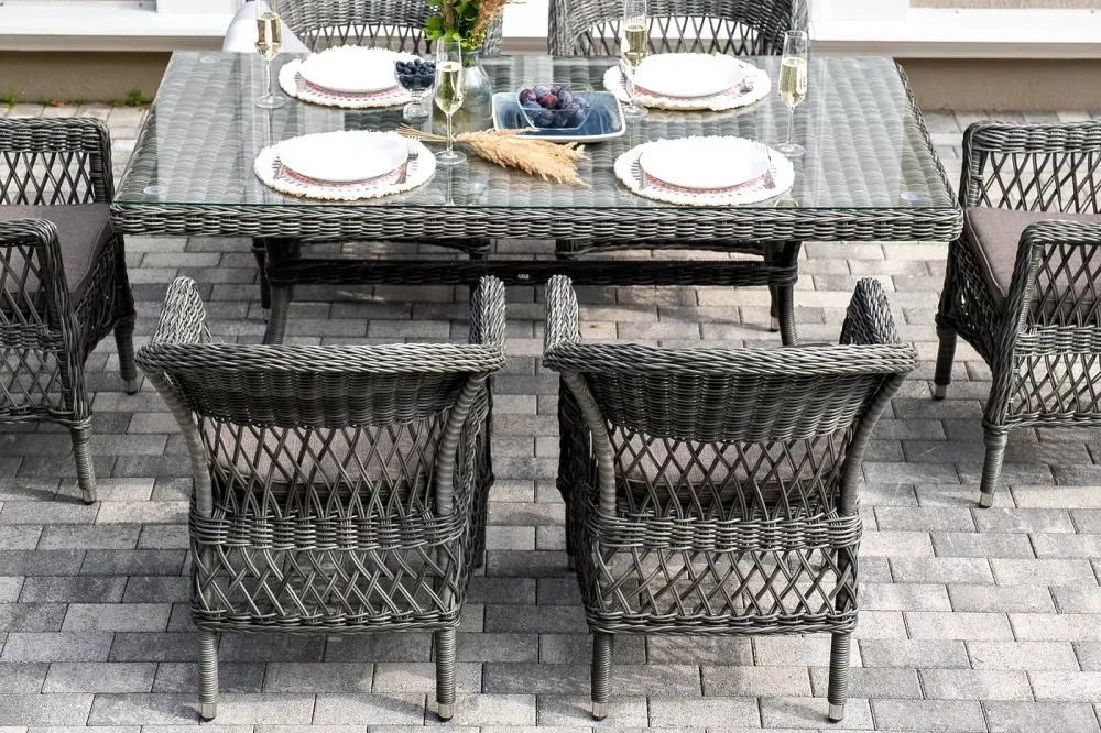 "Амароне" обеденная группа из искусственного ротанга на 6 персон, цвет графит