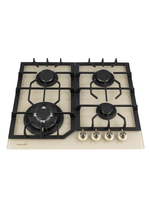 Газовая варочная панель Macbi MBH64WFGI.V2-IV с Wok-конфоркой, Бежевое закаленное стекло, Электроподжиг, Газ-контроль, Решетки из чугуна