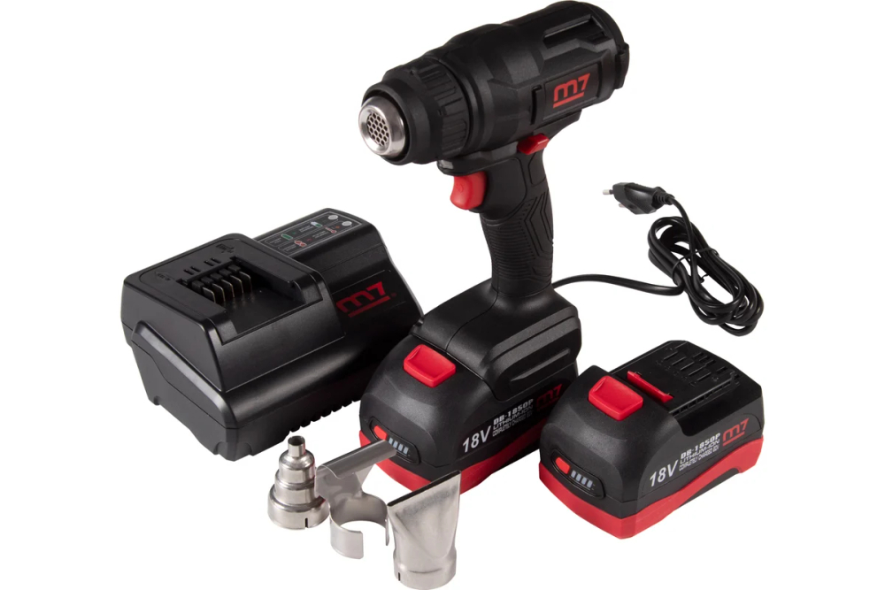 Аккумуляторный термофен,18 В, 7 предметов MIGHTY SEVEN DHG-101A