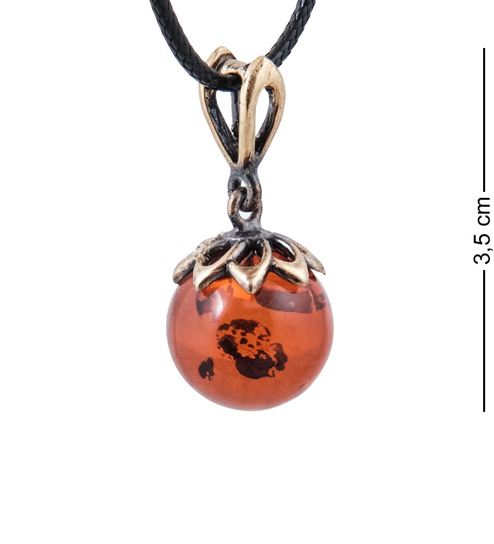 AM-3961 Подвеска «Шар Ромашка» (латунь, янтарь)