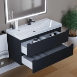Тумба с раковиной Uperwood Tanos 100 см, подвесная, матовая, черная