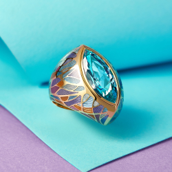Кольцо с Топазом и Цветной Эмалью, R0261-0/8