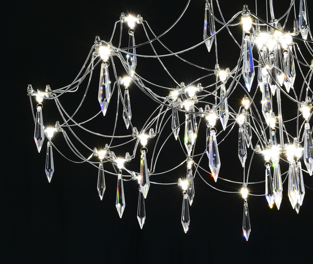 Подвесная люстра светодиодная с пультом и хрустальными подвесками Asfour MyFar Ersilia MR2661-60P-76AP