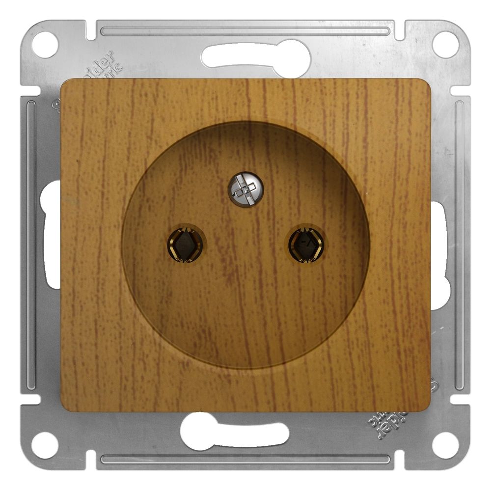 Schneider Electric Glossa Дерево Дуб Розетка без заземляющих контактов механизм IP20 скрытая установка GSL000541