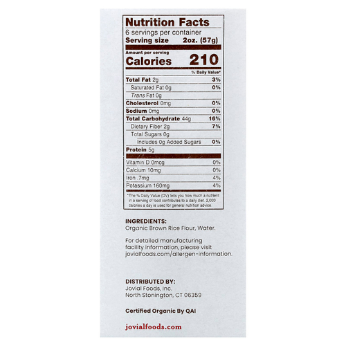 Jovial, Органическая паста из коричневого риса, Mafalda, 340 г (12 унций)