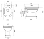 УНИТАЗ ПРИСТАВНОЙ С ГОРИЗОНТАЛЬНЫМ ВЫПУСКОМ ВОДЫ BELBAGNO BOHEME P-TRAP BB115CB