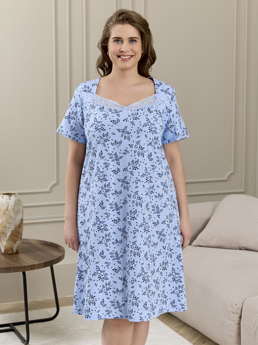 Ночная сорочка Мадера-3 Виотекс ГОЛУБОЙ