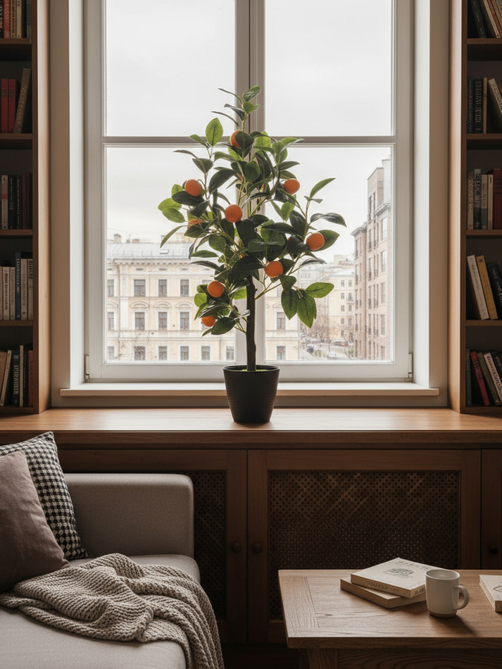 Искусственное дерево Мандарин 70см в кашпо