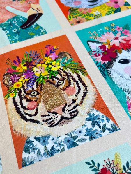 ЖИВОТНЫЕ В ЦВЕТАХ, Купон 39/110 см - 100% хлопок 3