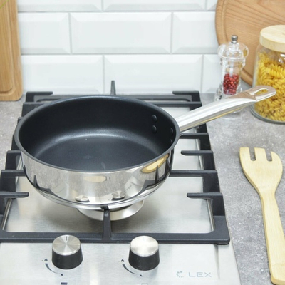 Сковорода 20см Общепит без крышки глубокая, индукция ТРС 3,5мм, покрытие Xylan