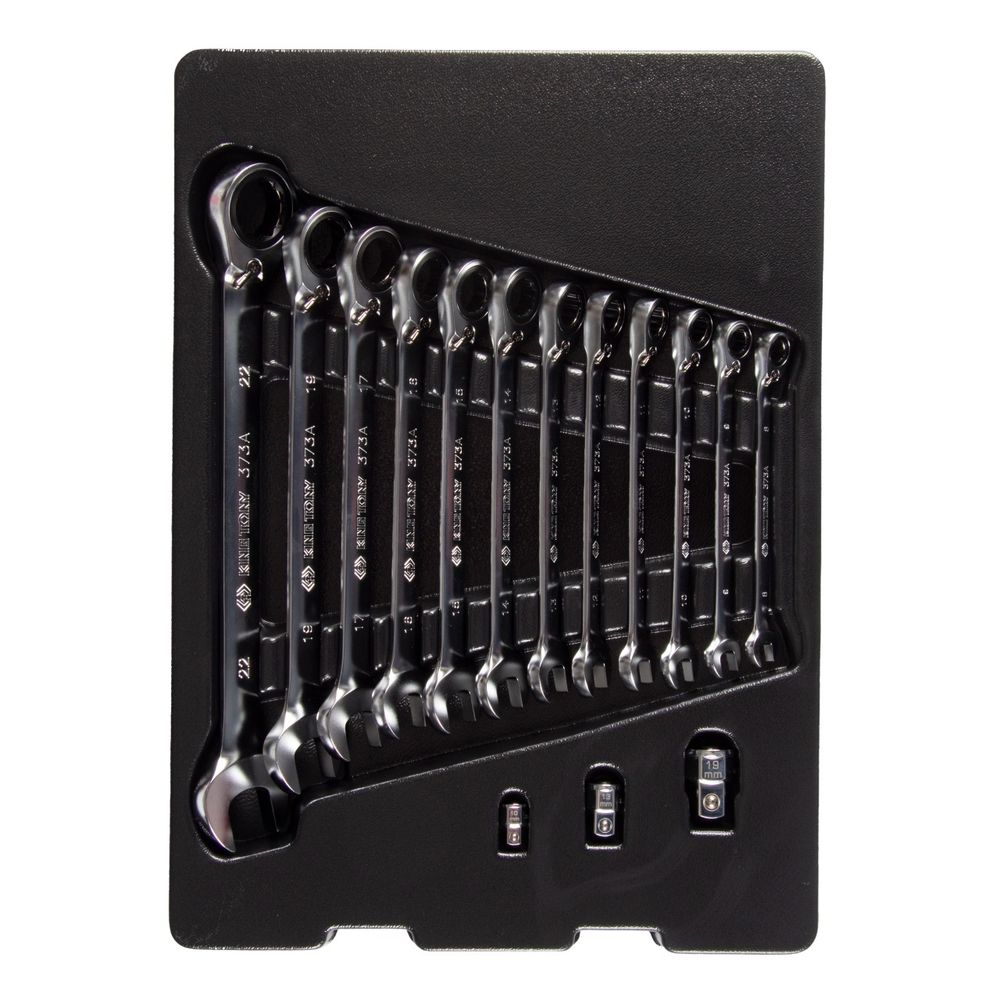 KING TONY (9-102A15MR) Набор комбинированных ключей с трещоткой, ложемент, 15 предметов