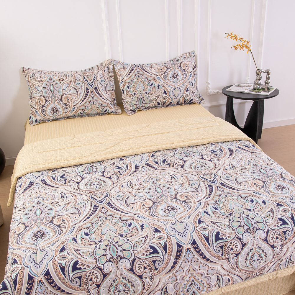 Комплект постельного белья Сатин с Одеялом 100% хлопок на резинке OBR161