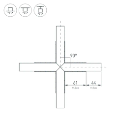 Крестовина PLS-LOCK-H25-Х90 BLACK (с экраном MAT-L) (Arlight, Металл) 031269