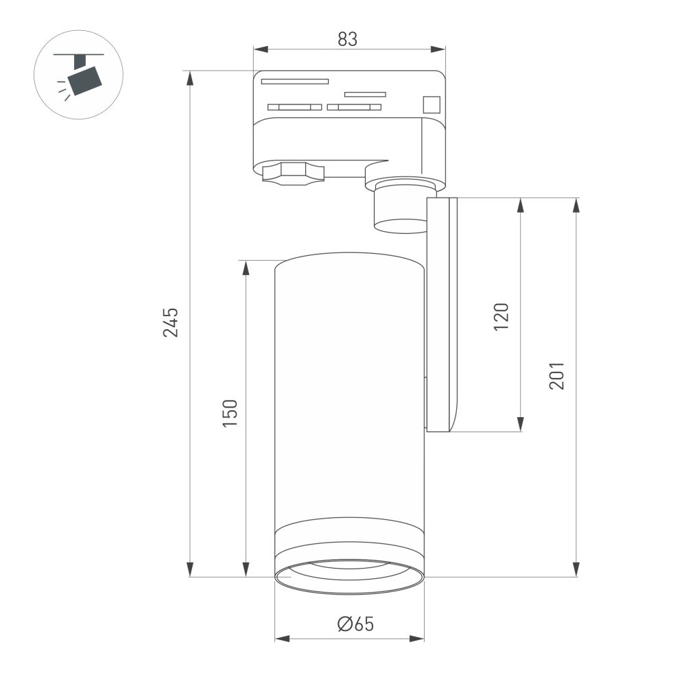 Светильник LGD-URANUS-4TR-R65-10W Warm3500-MIX (BK, 20-50 deg, side holder, 230V) (Arlight, IP20 Металл, 5 лет) 055806