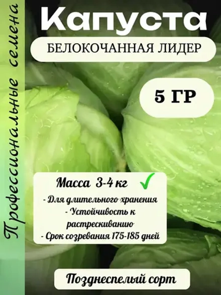 Семена капуста белокочанная Лидер 5 гр