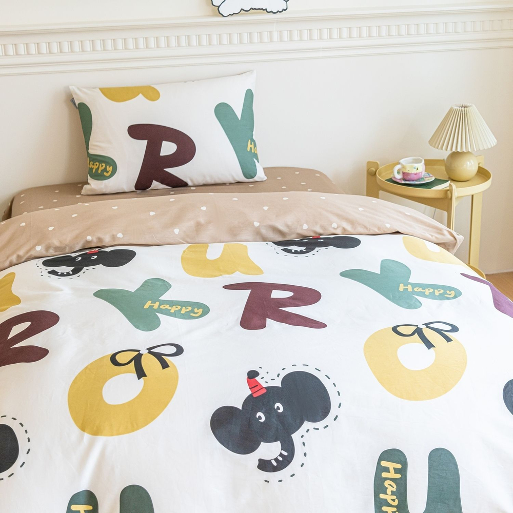 Комплект постельного белья на резинке Сатин Люкс KIDS 100% хлопок CDKR095 1.5-спальный наволочки 50x70