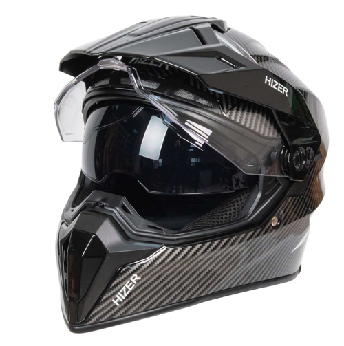 Шлем мото мотард HIZER J6808 №4 (XL) carbon (2 визора)