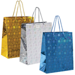 Пакет новогодний 26x13x32см. "Голография" 3 цвета в ассорт. (Золотая сказка)