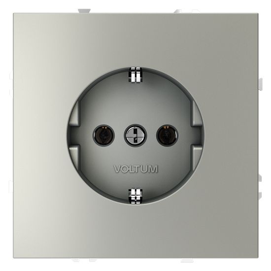 Розетка встраиваемая VOLTUM S70 с заземлением 16А, (сталь)