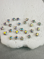 Шатоны 4 мм, Белый радужный в серебре, 25 шт