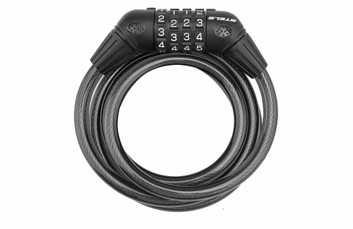 Трос-замок 10х1500мм 87601 STELS с кодовым замком, черный