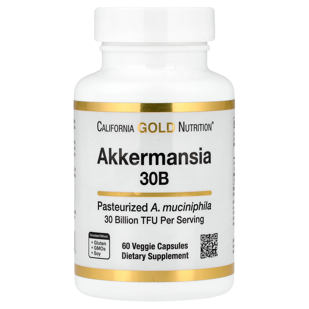 California Gold Nutrition, Akkermansia 30B, аккермансия, 60 вегетарианских капсул