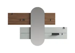 Вешалка Stripe L горизонтальная с зеркалом 60*160 см (орех, серый)