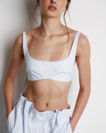 Лиф из хлопка Гуччи в полоску голубой/белый