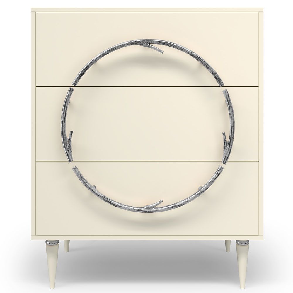 Комод Арт Колор matte Классик Сильвер с 3 ящиками Кремовый белый матовый