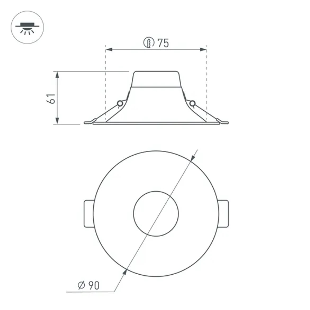 Светильник MS-BLIZZARD-BUILT-R90-6W Warm3000 (WH, 100 deg, 230V) (Arlight, IP20 Металл, 3 года) 036579