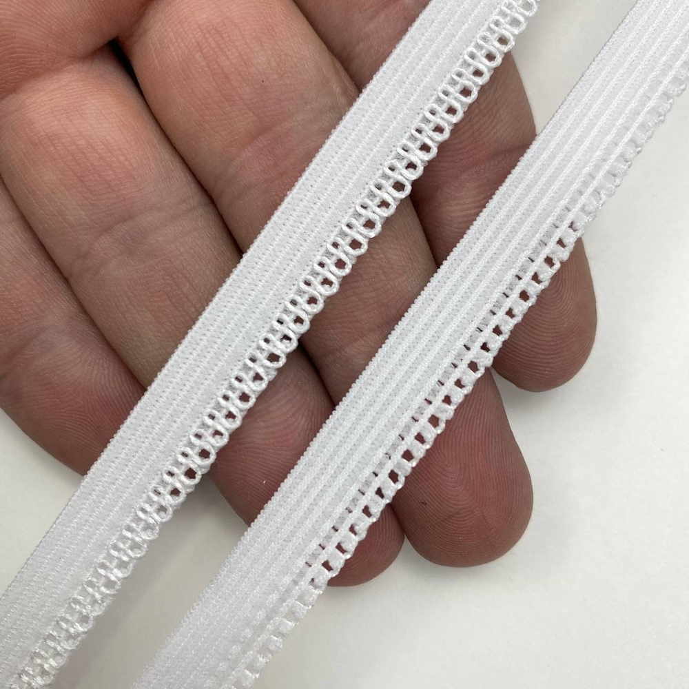 Отделочная резинка ажурная серо-белая 10 мм