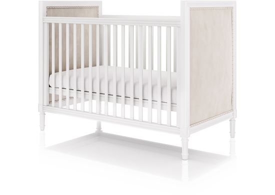 Кроватка Elit (белый, бежевая ткань)