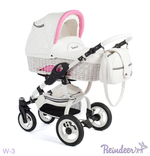 Детская коляска Reindeer City Prestige Wiklina 2 в 1 (белый/розовый)