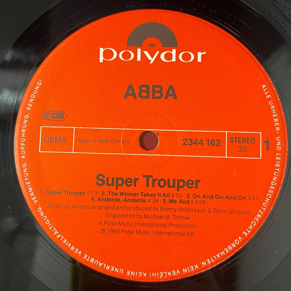 Винтажная виниловая пластинка LP ABBA АББА Super Trouper (Германия 1980) Happy New Year