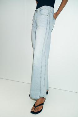 ZARA ДЖИНСЫ Z1975 STRAIGHT С НИЗКОЙ ПОСАДКОЙ И ДЕКОРАТИВНЫМИ ШВАМИ, ГОЛУБОЙ