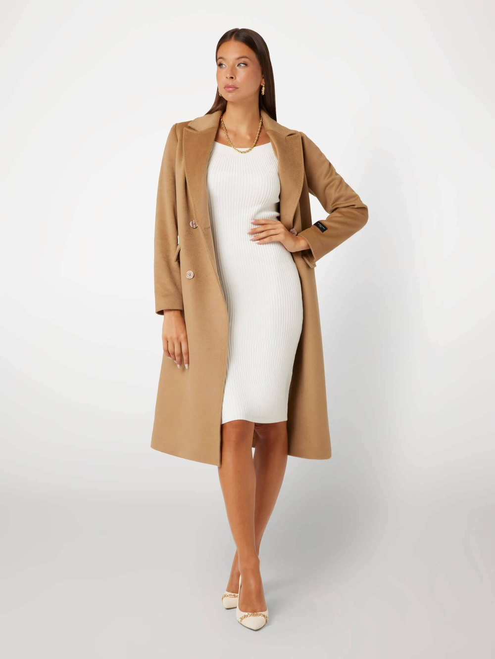 Шерстяное пальто ROXI Marciano Guess - коричневый(4BGL07 7045A)