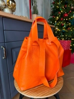 Женская сумка-шоппер из натуральной кожи оранжевого цвета