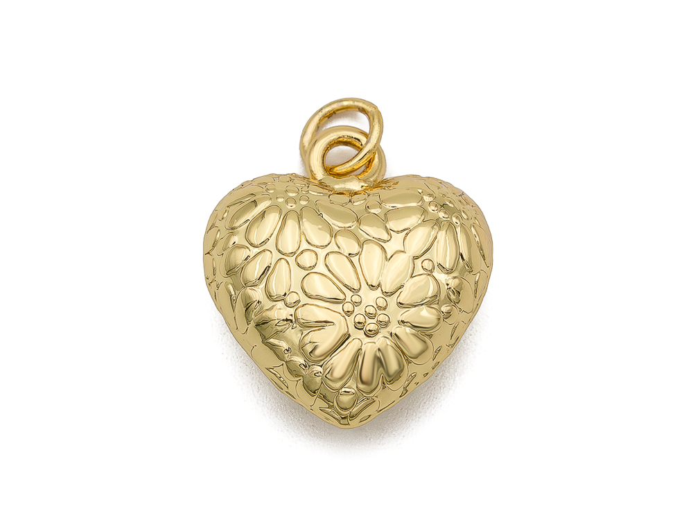 Подвеска "Сердце цветочное" 3D, 17мм