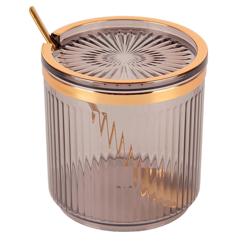 Банка для сыпучих продуктов с ложкой (серая) h=8,8см,v=400мл (акрил,нержавеющая сталь) (индивидуаль