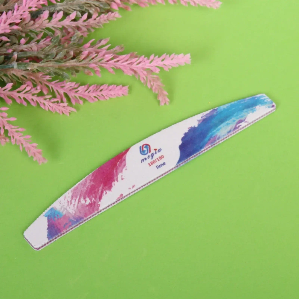 Пилка для ногтей наждачная в пакете «Professional - Gradient» абр. 180/180, полумесяц, цвет в ассортим., 17,8*2,8см