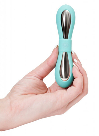 Небольшой вибратор на подзарядке My Vibe , 5 режимов (12,5 см , бирюзовый, серебряный ) (Цвет: бирюзовый, серебряный)