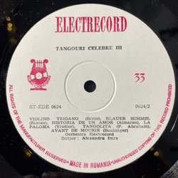 Винтажная виниловая пластинка LP Сборник Tangouri Celebre III (Румыния 1974)